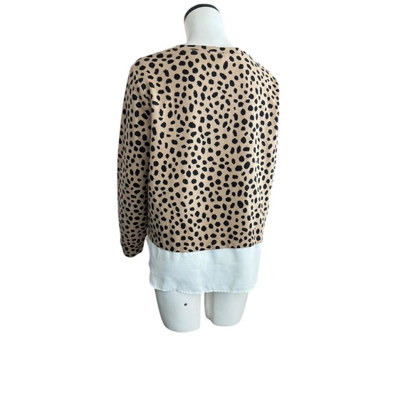 Ann Taylor XL Leopard Print Two-in-One Layered Knit Top Long Sleeves - Picture 3 of 9